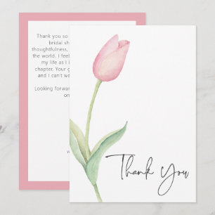 Carte De Remerciements Fête de mariage Pink Tulip Solo