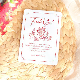 Carte De Remerciements Fête de mariage Pizza & Vin au dessin fantaisiste 