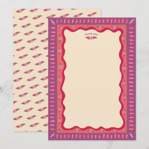 Carte De Remerciements Fête de Mariage Rétro Bohème Personnalisée et Fait