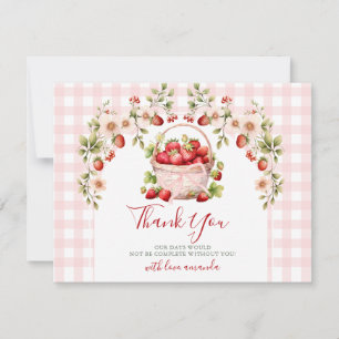Carte De Remerciements Fête de mariage rose saumon Gingham Baie amoureuse