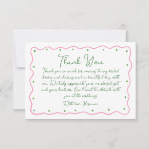 Carte De Remerciements Fête de mariage rose vert peinte à la main Fantais