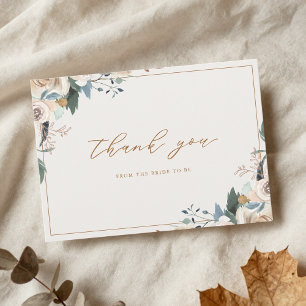 Carte De Remerciements Fête de mariage Rustique Floral d'Automne Tombez a