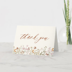 Carte De Remerciements Fête de mariage Terracotta aux fleurs sauvages