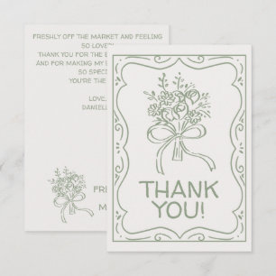 Carte De Remerciements Fête de mariage Whimsical Green Fresh Off The Mark