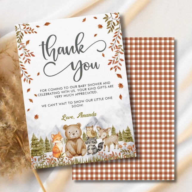 Carte De Remerciements Fête de naissance Animaux de la forêt (Créateur téléchargé)