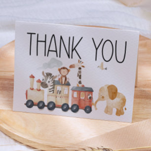 Carte De Remerciements Fête de Naissance Animaux de la Nurserie Safari Zo