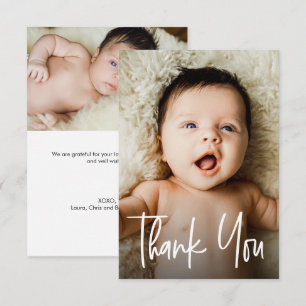 Carte De Remerciements Fête de naissance avec petites notes personnalisée