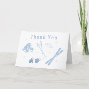 Carte De Remerciements Fête de naissance Bébé Après Bleu pastel Hiver 