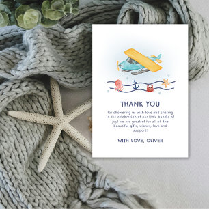 Carte De Remerciements Fête de naissance Bébé Aventure Été Mer Avion