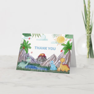 Carte De Remerciements Fête de naissance bébé Boho Volcan Montagne Forêt