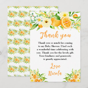 Carte De Remerciements Fête de Naissance Bébé Citron Orange
