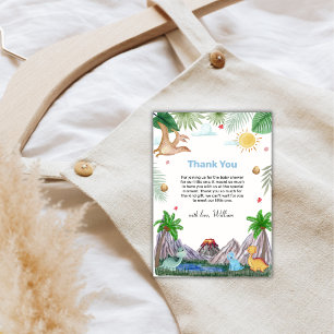 Carte De Remerciements Fête de naissance bébé dinosaure forêt volcanique