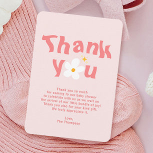 Carte De Remerciements Fête de Naissance Bébé en Fleur Rose Daisy Printem