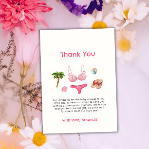 Carte De Remerciements Fête de naissance bébé fille été rose plage