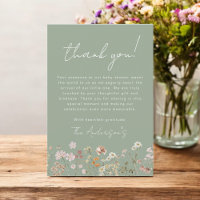 Fête de Naissance Bébé Fleur Sauvage Vert Sauge en