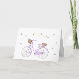 Carte De Remerciements Fête de naissance Bébé Star Bicyclette Violet Bonj