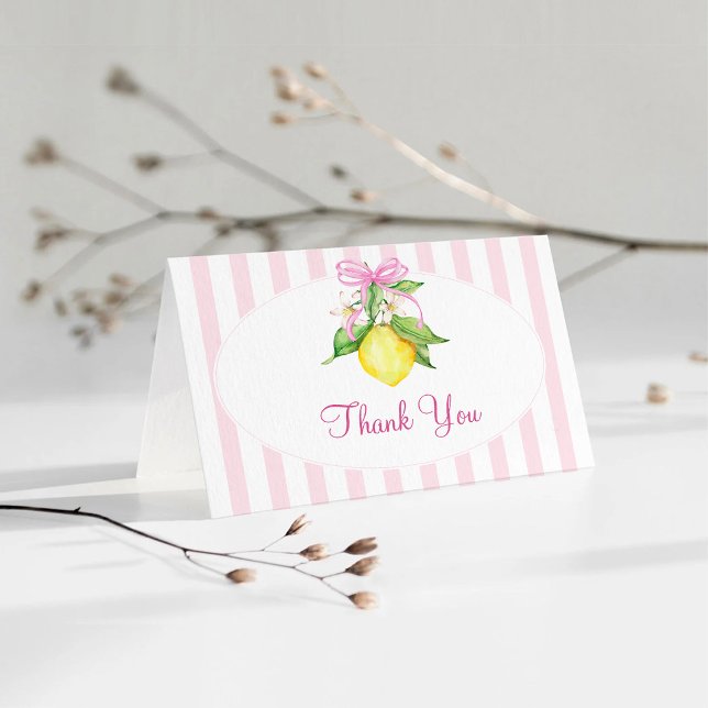 Carte De Remerciements Fête de naissance Coquette Pink Lemons (Créateur téléchargé)