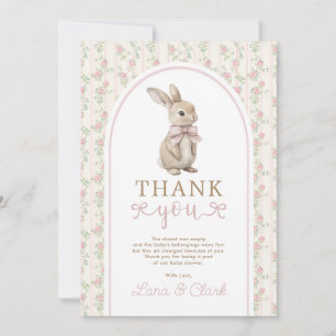 Carte De Remerciements Fête de naissance de bébé fille Arc-en-ciel Lapin