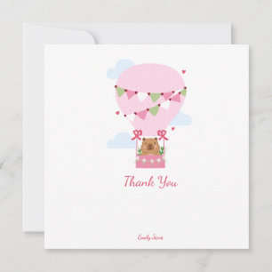 Carte De Remerciements Fête de naissance de bébé fille au thème Capybara 