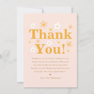 Carte De Remerciements Fête de naissance de bébé fille florale rose