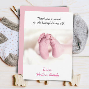 Carte De Remerciements Fête de naissance de bébé fille rose Photo