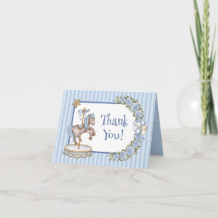 Carte De Remerciements Fête de naissance de bébé garçon à carrousel de ch