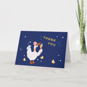 Carte De Remerciements Fête de naissance de caneton amusant avec canard e