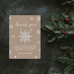 Carte De Remerciements Fête de naissance de flocon de neige magique neutr