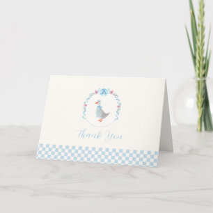 Carte De Remerciements Fête de naissance de garçon Silly Goose en vichy b