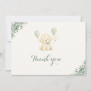 Carte De Remerciements Fête de naissance de Golden Retriever Vert Sauge N