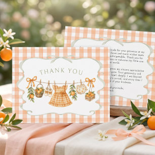 Carte De Remerciements Fête de naissance de petite fille mignonne orange