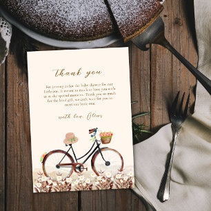 Carte De Remerciements Fête de naissance de vélo floral bohème français n