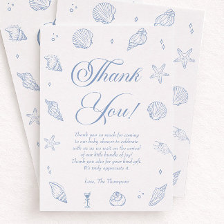 Carte De Remerciements Fête de naissance Dusty Blue Beach Coastal
