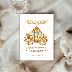Carte De Remerciements Fête de naissance élégante Fleur Prince Carrosse O