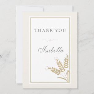 Carte De Remerciements Fête de Naissance Élégante Lin Chaleur Blé