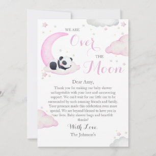Carte De Remerciements Fête de Naissance Fille Panda Ourson