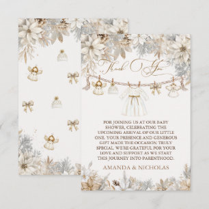 Carte De Remerciements Fête de naissance florale hivernale pour fille