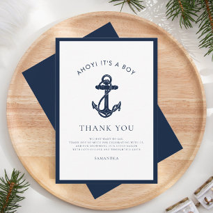 Carte De Remerciements Fête de naissance garçon thème ancre marine