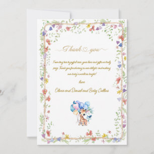 Carte De Remerciements Fête de naissance girafe personnalisée