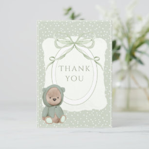 Carte De Remerciements Fête de naissance ourson vintage à pois capricieus