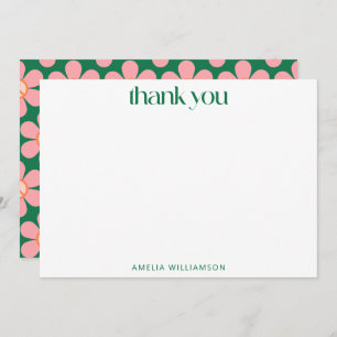 Carte De Remerciements Fête de naissance personnalisée verte florale colo