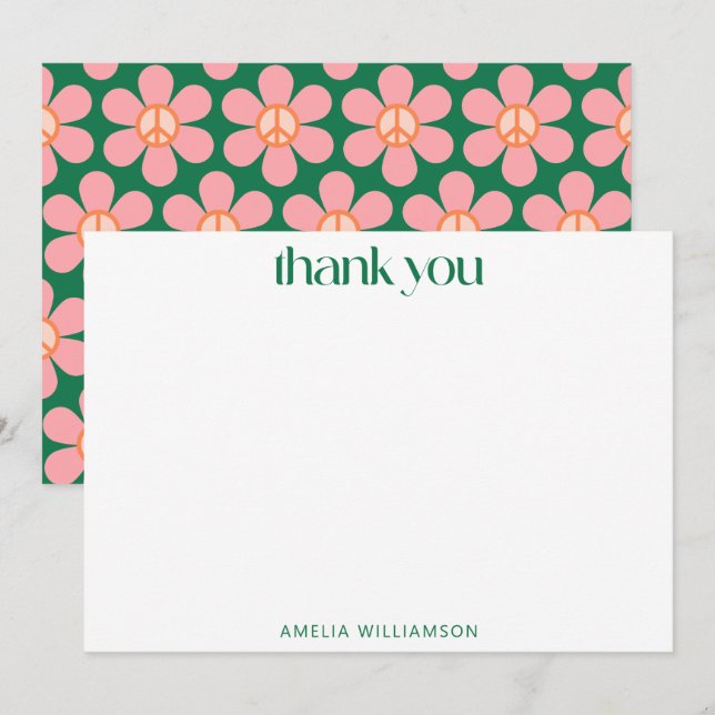 Carte De Remerciements Fête de naissance personnalisée verte florale colo (Devant / Derrière)