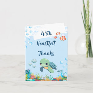 Carte De Remerciements Fête de naissance Petite Tortue de Mer Bébé Éclosi