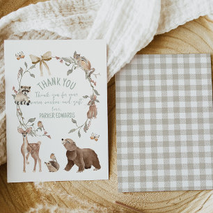 Carte De Remerciements Fête de naissance Rustique Marron Woodland