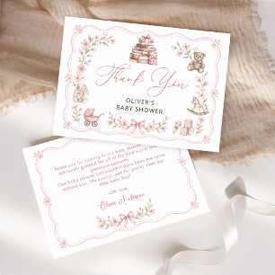 Carte De Remerciements Fête de naissance thème floral de la nurserie de c