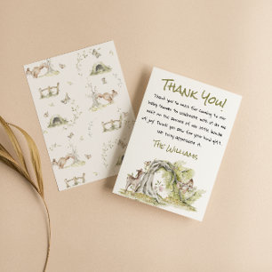 Carte De Remerciements Fête de naissance Woodland Forêt Sauvage Cerf Lapi