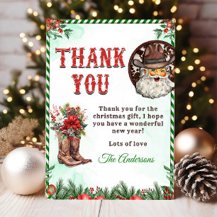 Carte De Remerciements Fête de Noël de Santa Cowboy occidental