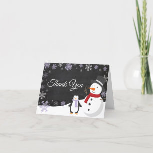 Carte De Remerciements Fête de Noël d'hiver Violet Feu de neige