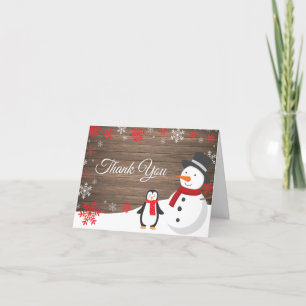 Carte De Remerciements Fête de Noël Russe d'hiver Flocon de neige rouge