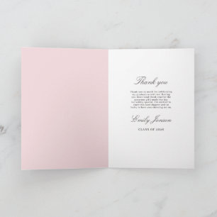 Carte De Remerciements Fête de remise des diplômes avec un nœud rose Coqu